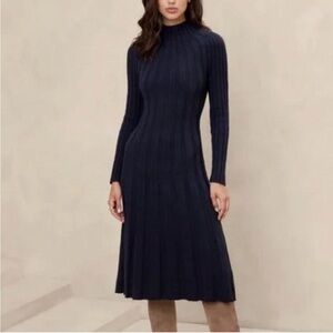 Banana Republic Blue Long Sleeve Mock Neck Sweater Dress